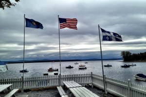 flags over Lake Champlain