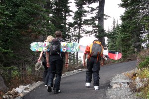 From 5,500 feet, a long, steep hike ahead. We saw them as tiny specs still climbing up the snow mass later in the day.